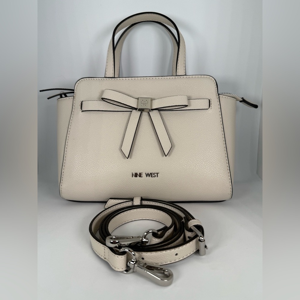 Nine West Ivory Satchel with Bow Accent - Picture 2 of 15